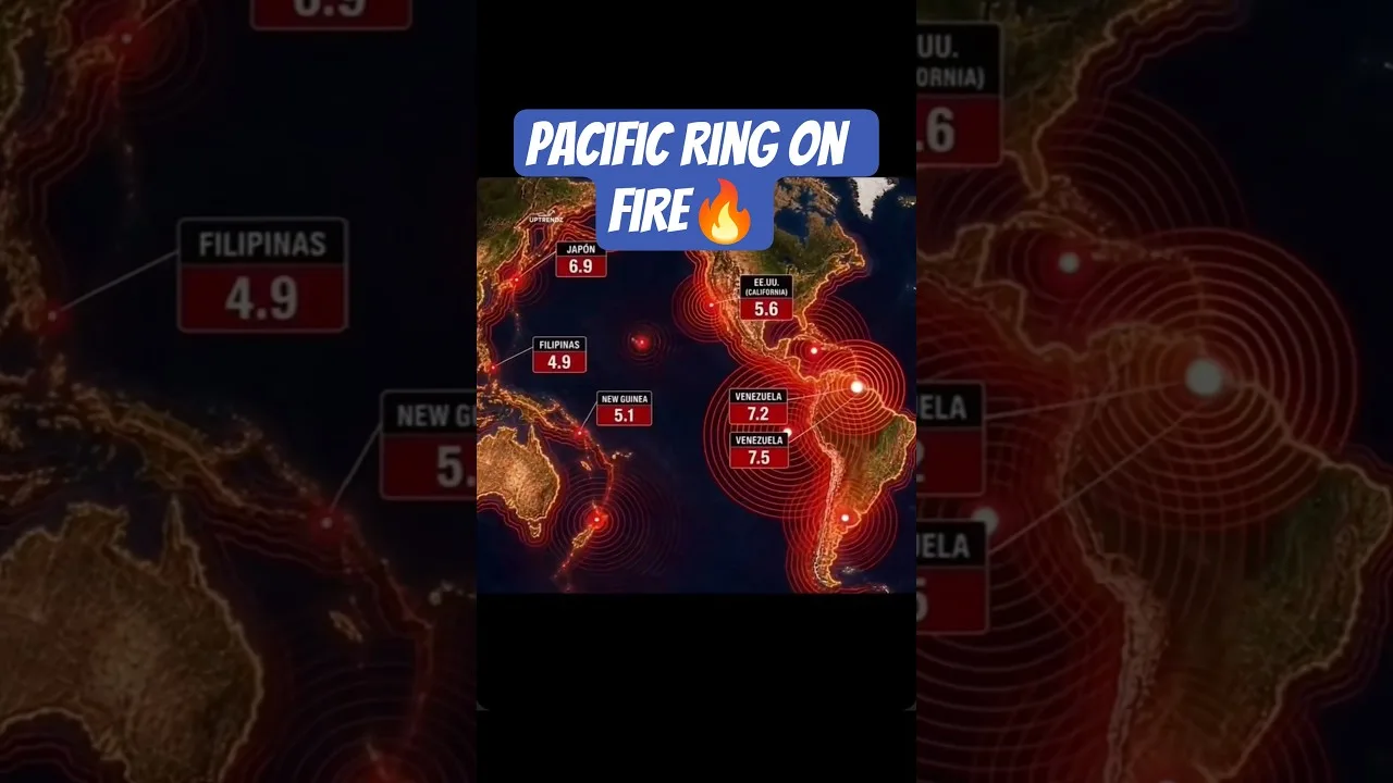 Pacific Ring of Fire- Multiple Earthquakes around Pacific #venezuela #earthquake #shorts