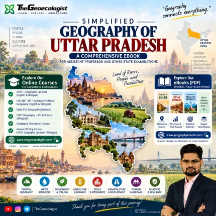 Geography of Uttar Pradesh | eBook | Dr. Krishnanand - UP Geography for UPPSC Mains - Best Geography of UP Book - Soils of Uttar Pradesh Classification - Forest Cover Dudhwa - Mineral Resources Uttar Pradesh - Uttar Pradesh Agriculture - Handlooms ODOP Scheme - Uttar Pradesh Population Literacy - Regional Disparities Western UP - Flood Management Drought Planning Uttar Pradesh - UP Special Geography